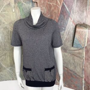 Moth Anthropologie Blue White Striped Top